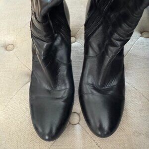 Rocco P Black Leather Knee High Zip Up Boots Size 37
